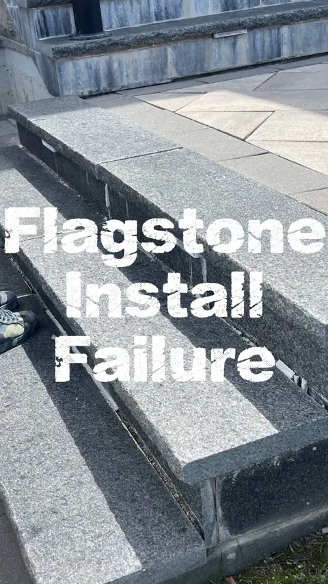 Close up of a failed flagstone install, explaining why flagstone cracks